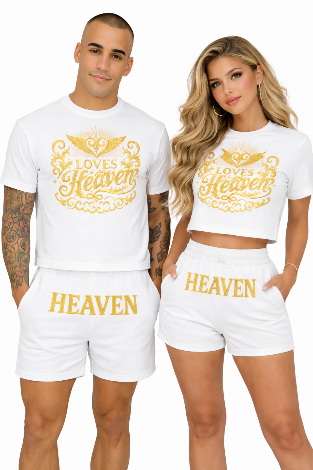 Couple matching shirt and Heaven shorts
