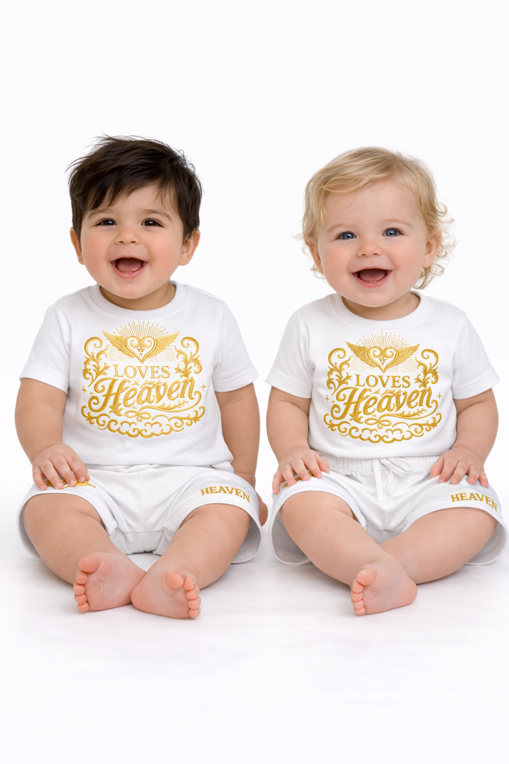 Newborn shirt and winged heart shorts set