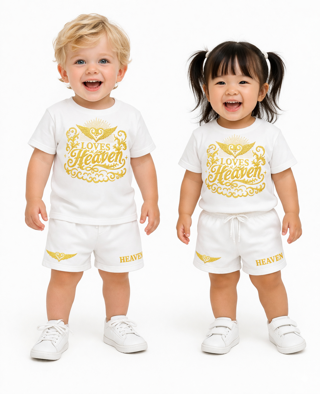 Toddler gold print shirt and shorts set