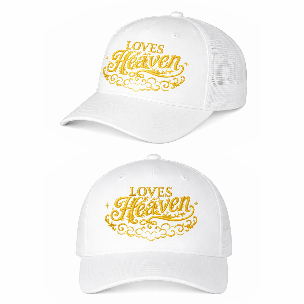 Gold embroidered white snapback cap number three